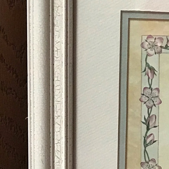 Daffodil print double matted in shabby chic frame - Picture 3 of 4